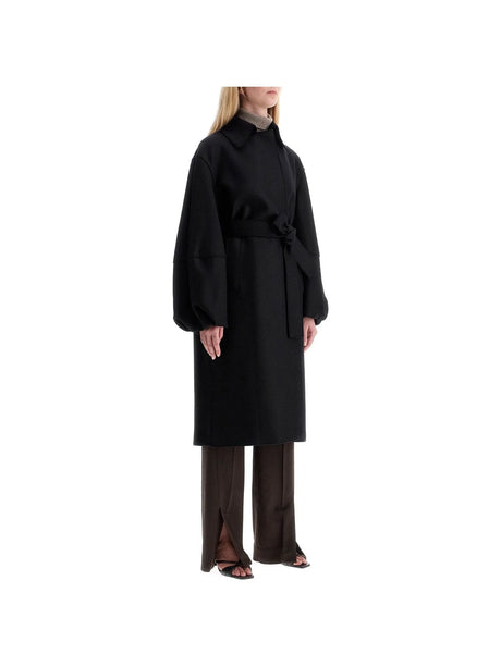 Pressed Wool Robe Coat With Nine Words