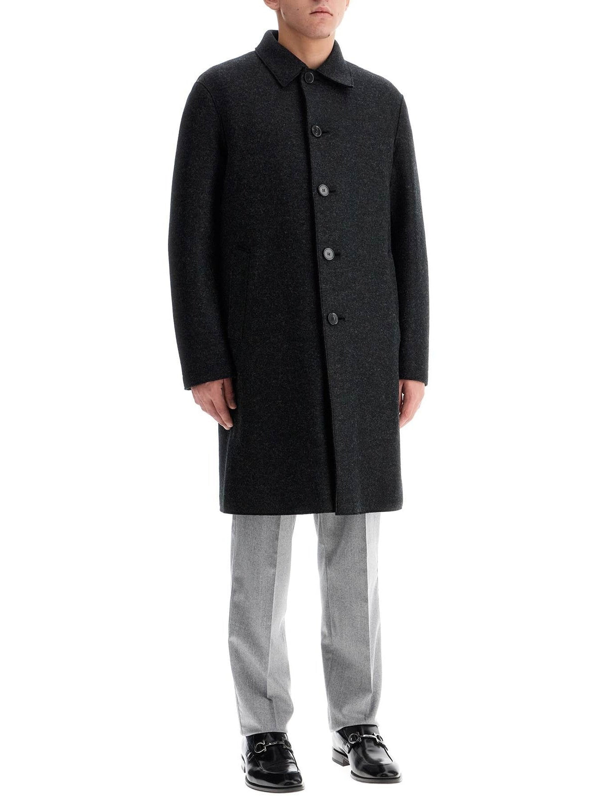 Single-breasted Pressed Wool Coat