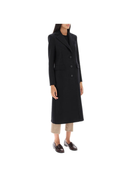 Single-Breasted Pressed Wool Coat - Women > Clothing > Outerwear > Coats