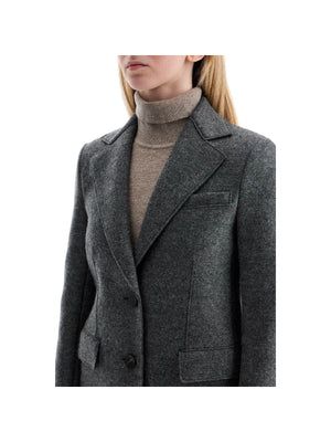 Single-breasted Coat In Pressed Wool