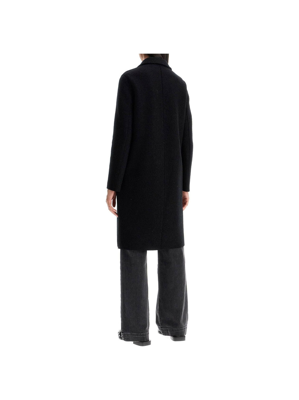 Single-breasted Wool Coat In Boiled