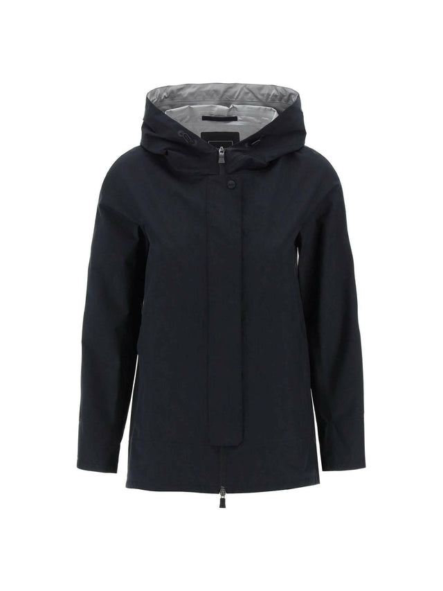 Black A-Line GORE-TEx Paclite Jacket HERNO LAMINAR JOHN JULIA.