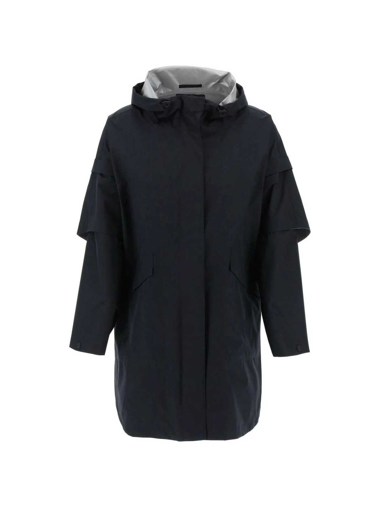 Black GORE-TEx Cape With Removable Sleeves HERNO LAMINAR JOHN JULIA.