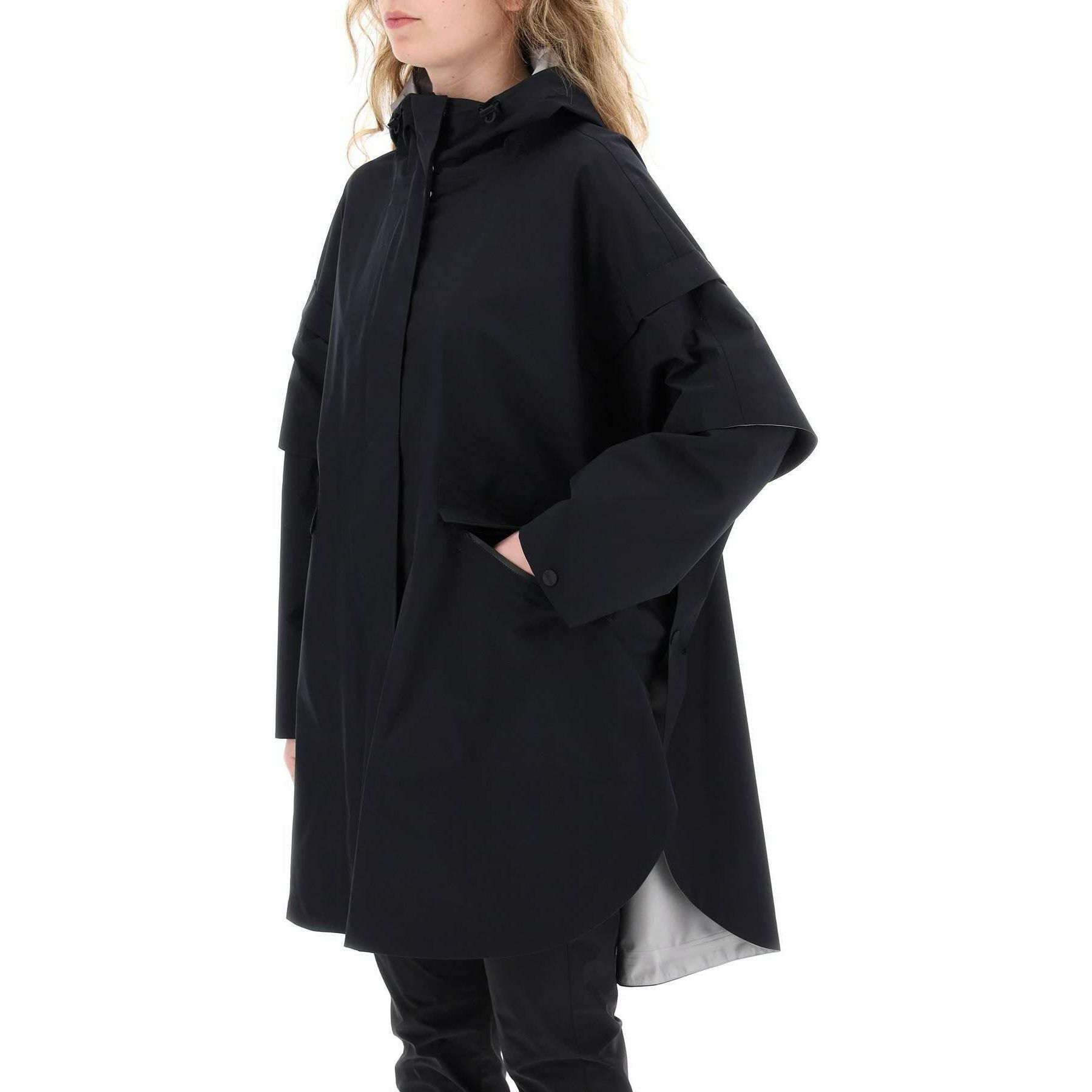 Black GORE-TEx Cape With Removable Sleeves HERNO LAMINAR JOHN JULIA.