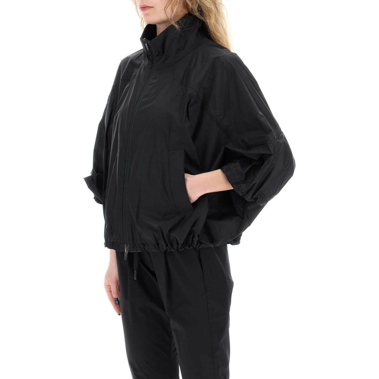 Black Liquid Shine Oversized Windreaker Jacket HERNO LAMINAR JOHN JULIA.