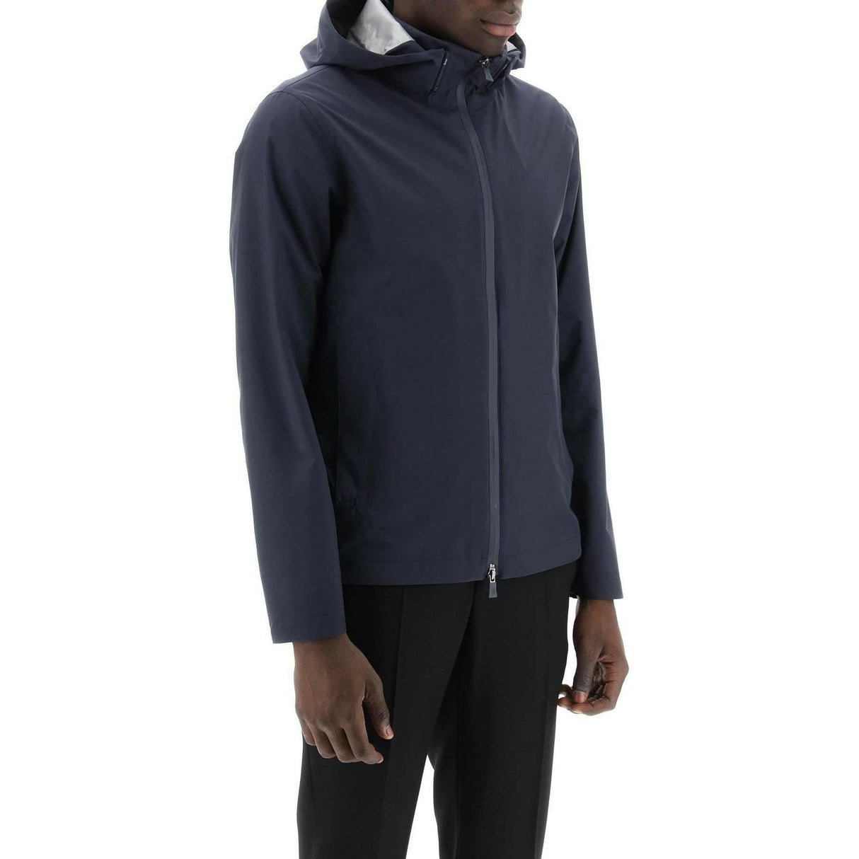 Blue Laminar GORE-TEX Paclite Hooded Jacket HERNO LAMINAR JOHN JULIA.