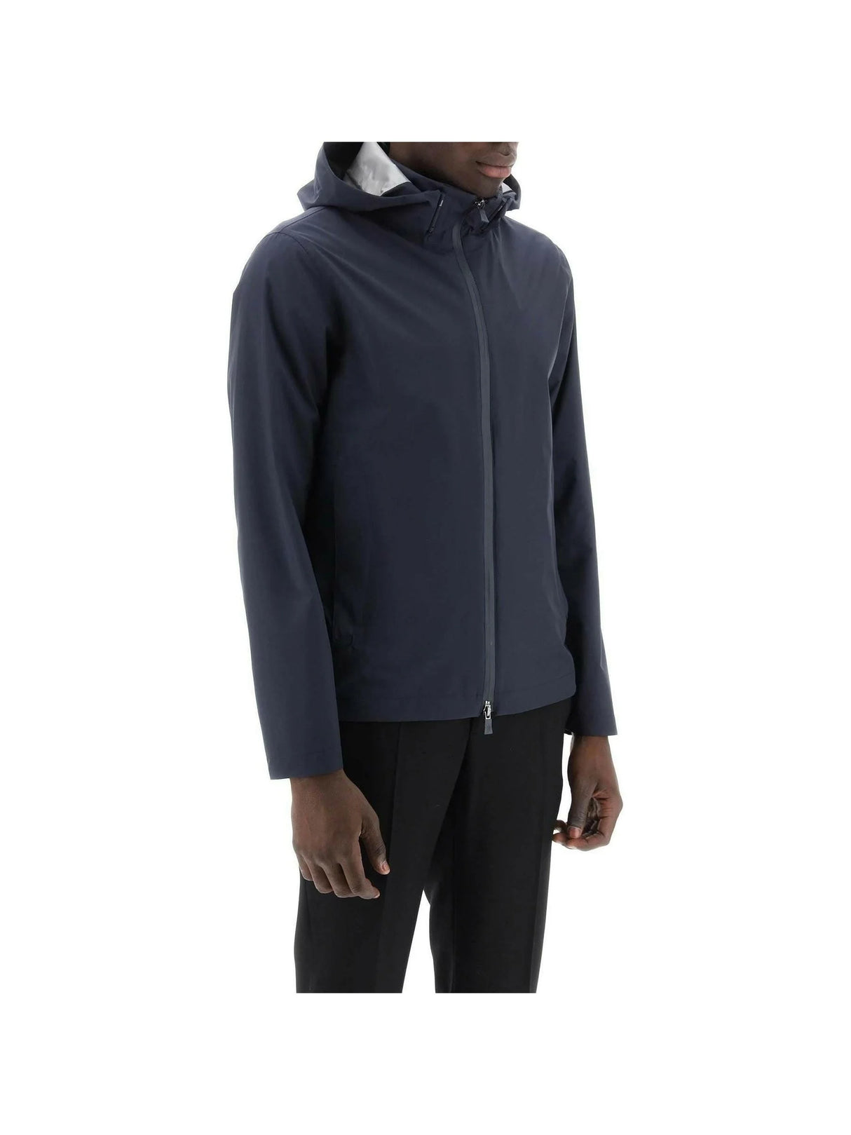 Blue Laminar GORE-TEX Paclite Hooded Jacket HERNO LAMINAR JOHN JULIA.