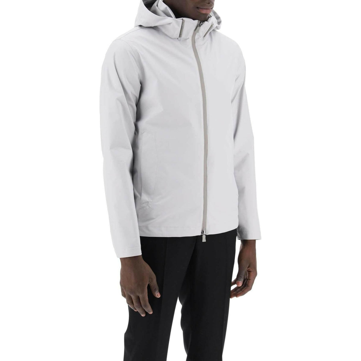 Grey Laminar GORE-TEX Paclite Hooded Jacket HERNO LAMINAR JOHN JULIA.