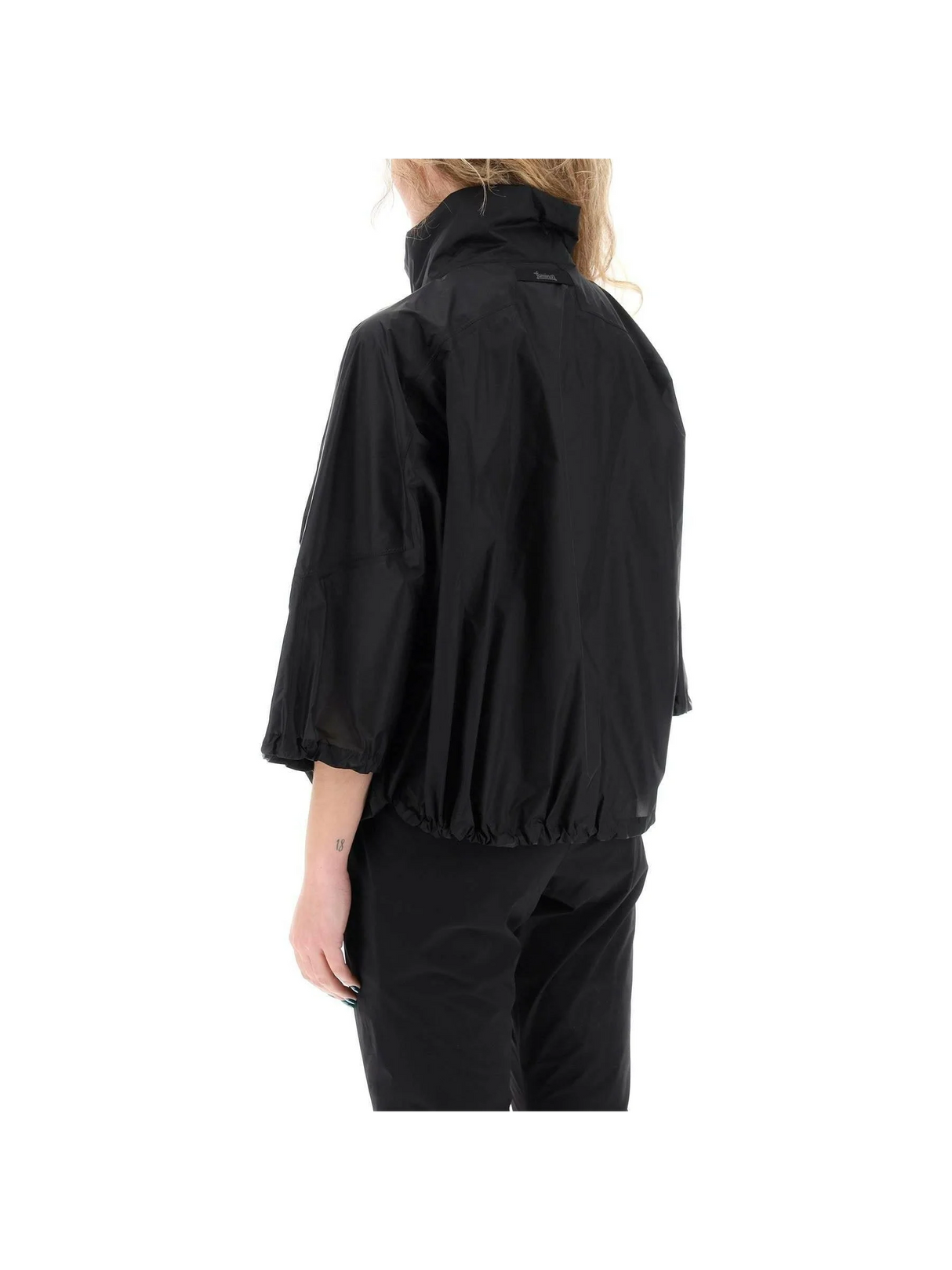 Black Liquid Shine Oversized Windreaker Jacket HERNO LAMINAR JOHN JULIA.