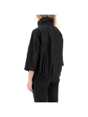 Black Liquid Shine Oversized Windreaker Jacket HERNO LAMINAR JOHN JULIA.