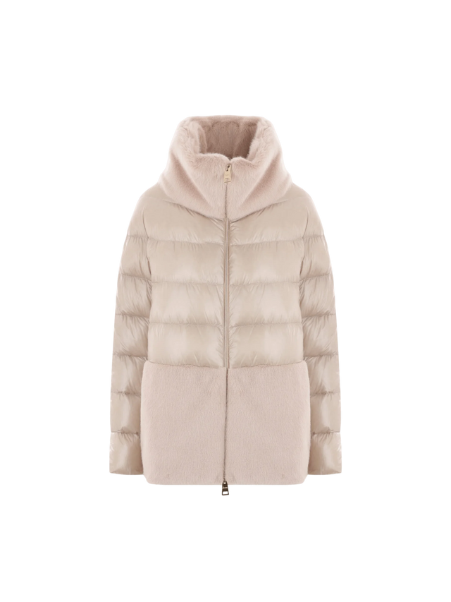 Ultralight Nylon and Faux Fur Down Jacket-HERNO-JOHN JULIA