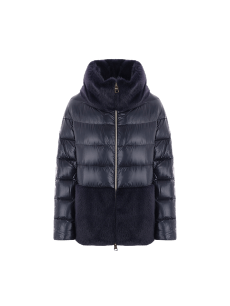 Ultralight Nylon and Faux Fur Down Jacket-HERNO-JOHN JULIA