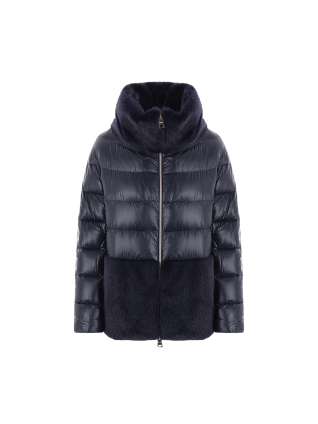 Ultralight Nylon and Faux Fur Down Jacket-HERNO-JOHN JULIA