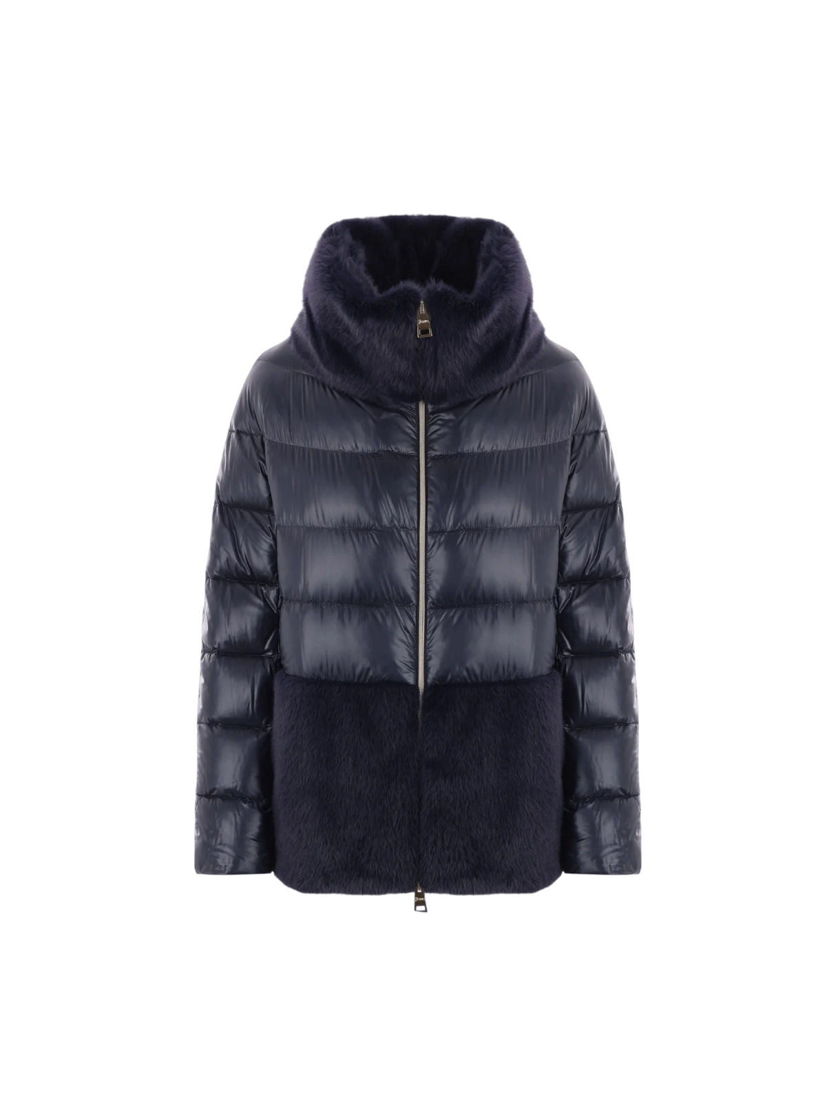 Ultralight Nylon and Faux Fur Down Jacket-HERNO-JOHN JULIA