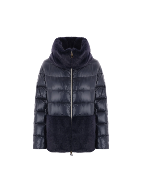 Ultralight Nylon and Faux Fur Down Jacket-HERNO-JOHN JULIA