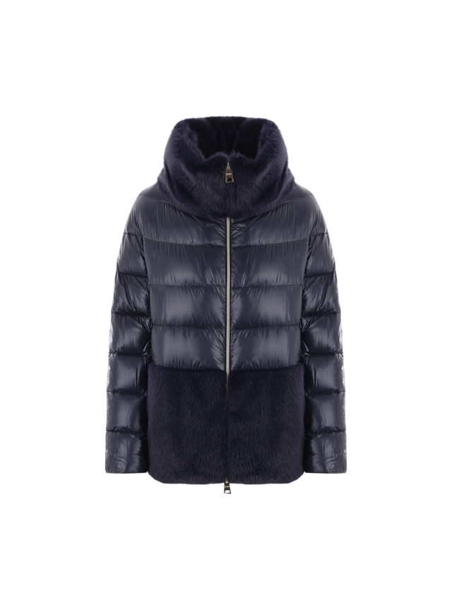 Ultralight Nylon and Faux Fur Down Jacket-HERNO-JOHN JULIA