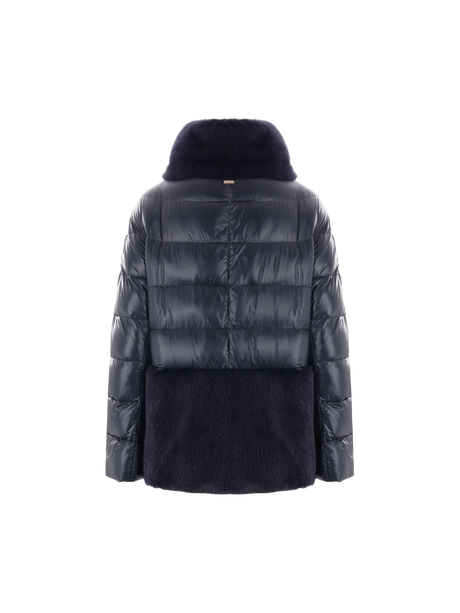 Ultralight Nylon and Faux Fur Down Jacket-HERNO-JOHN JULIA