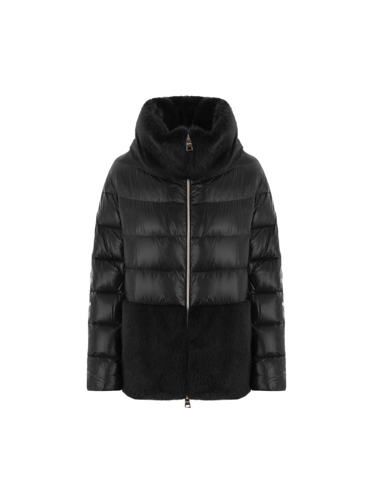 Ultralight Nylon and Faux Fur Down Jacket-HERNO-JOHN JULIA