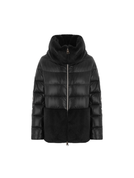 Ultralight Nylon and Faux Fur Down Jacket-HERNO-JOHN JULIA