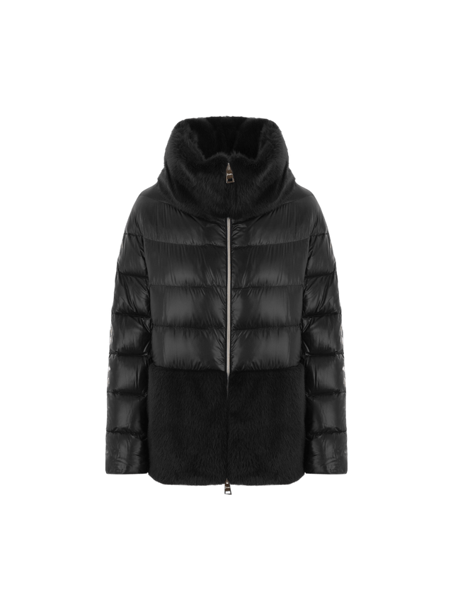 Ultralight Nylon and Faux Fur Down Jacket-HERNO-JOHN JULIA