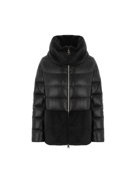 Ultralight Nylon and Faux Fur Down Jacket-HERNO-JOHN JULIA