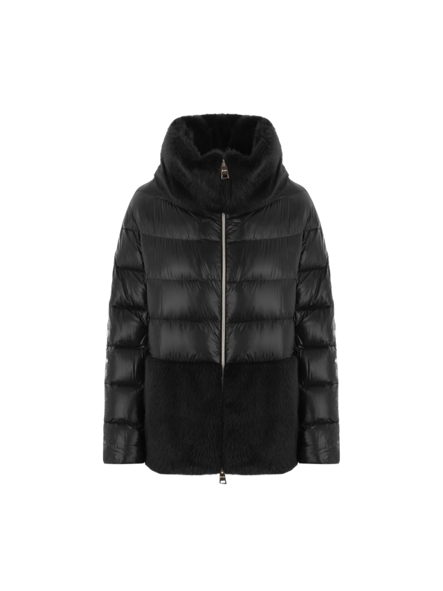 Ultralight Nylon and Faux Fur Down Jacket-HERNO-JOHN JULIA