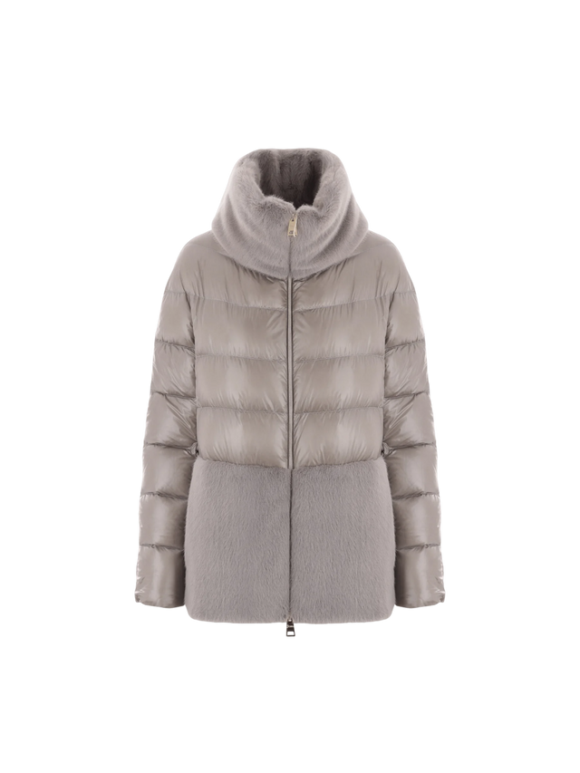 Ultralight Nylon and Faux Fur Down Jacket-HERNO-JOHN JULIA