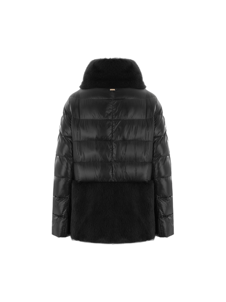 Ultralight Nylon and Faux Fur Down Jacket-HERNO-JOHN JULIA