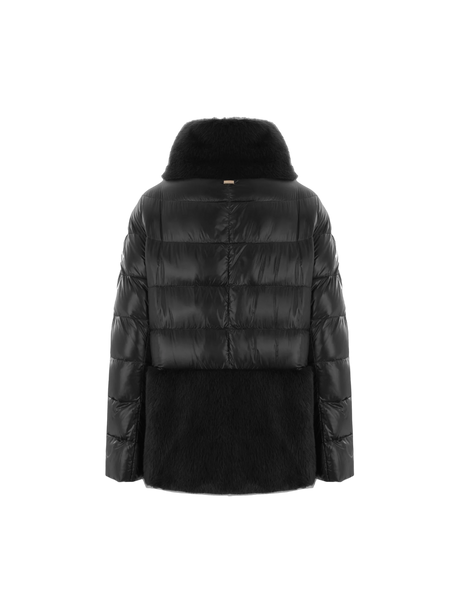 Ultralight Nylon and Faux Fur Down Jacket-HERNO-JOHN JULIA