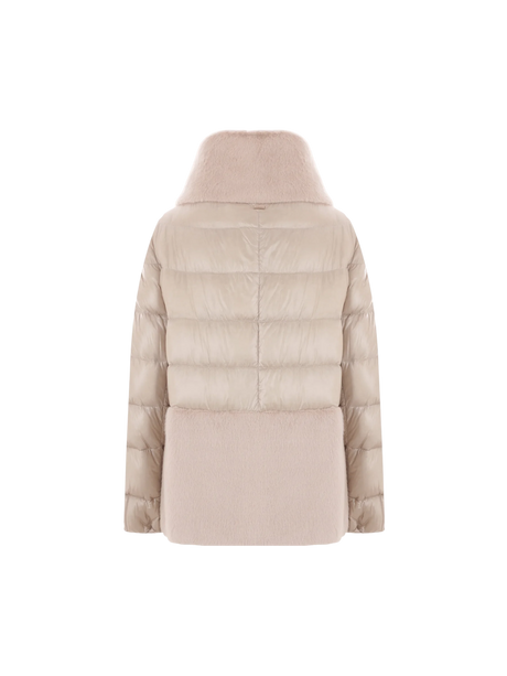 Ultralight Nylon and Faux Fur Down Jacket-HERNO-JOHN JULIA