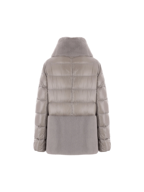 Ultralight Nylon and Faux Fur Down Jacket-HERNO-JOHN JULIA