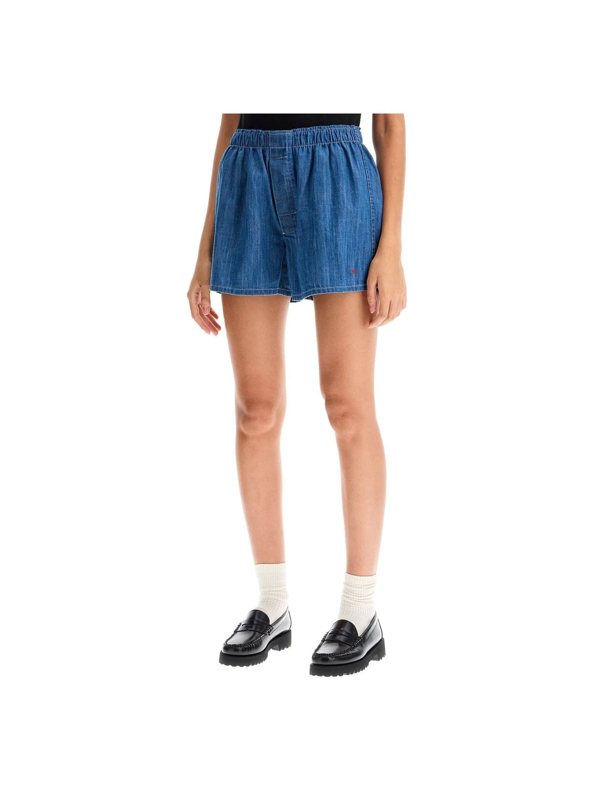 Chambray Relaxed Fit Shorts-Homme Girls-JOHN JULIA