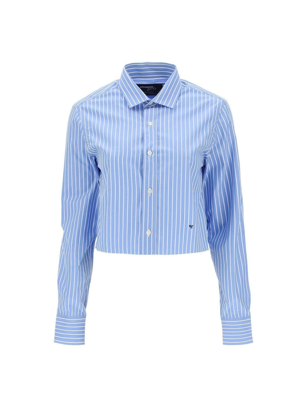 HOMME GIRLS-Classic Striped Raw-Edge Cropped Shirt-JOHN JULIA