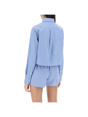 HOMME GIRLS-Classic Striped Raw-Edge Cropped Shirt-JOHN JULIA