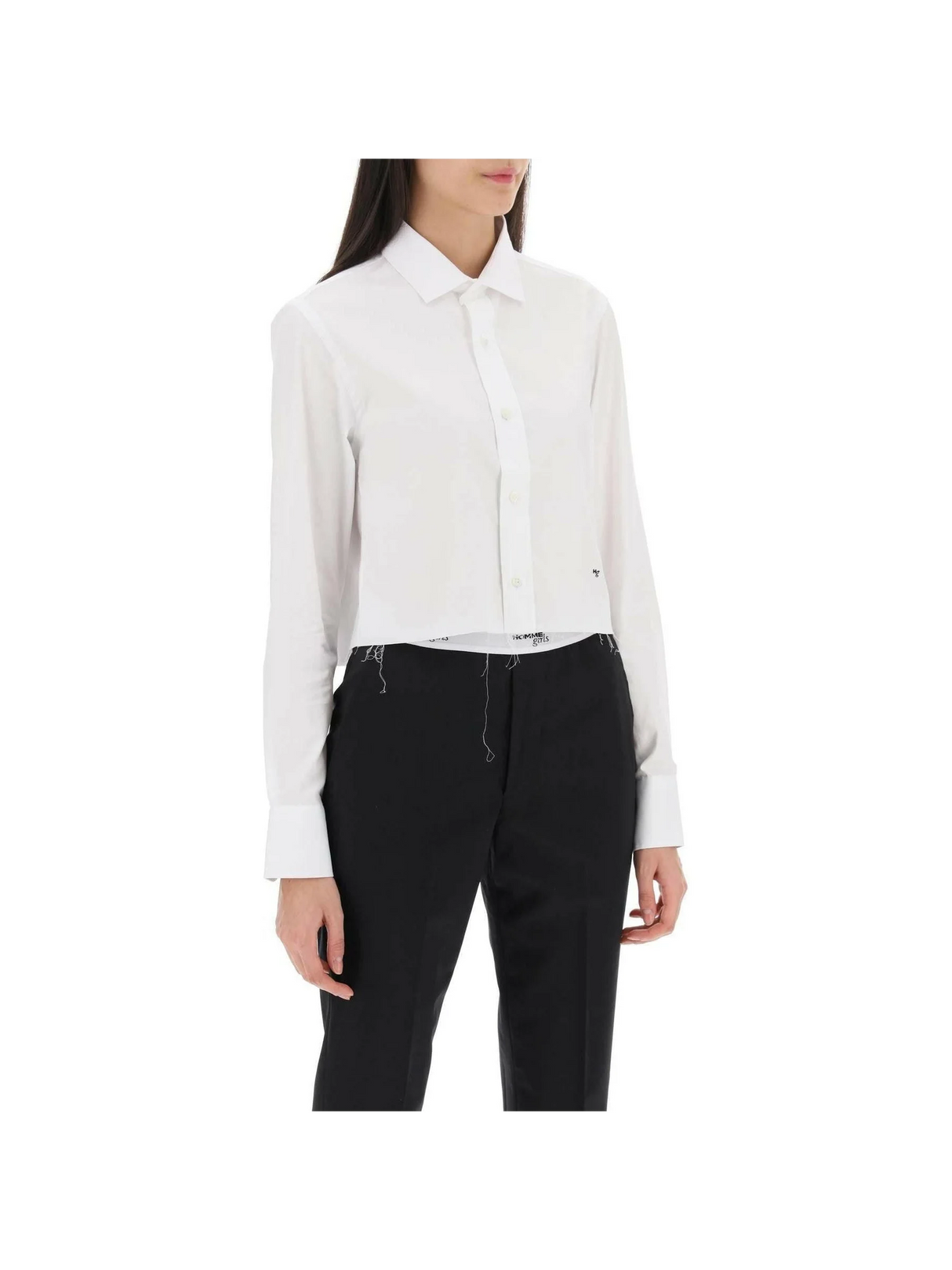 Cotton Twill Cropped Shirt HOMME GIRLS JOHN JULIA.