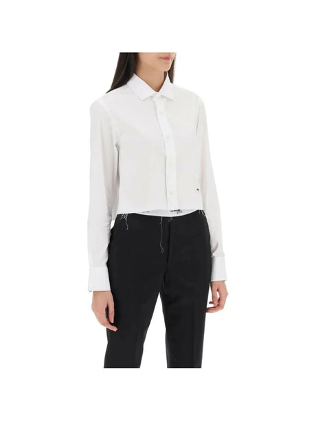 Cotton Twill Cropped Shirt HOMME GIRLS JOHN JULIA.