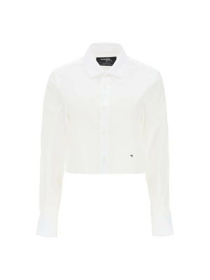 Cotton Twill Cropped Shirt HOMME GIRLS JOHN JULIA.