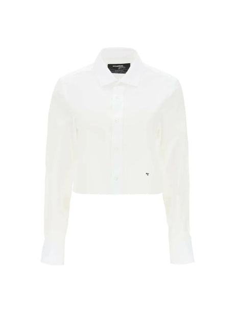 Cotton Twill Cropped Shirt HOMME GIRLS JOHN JULIA.