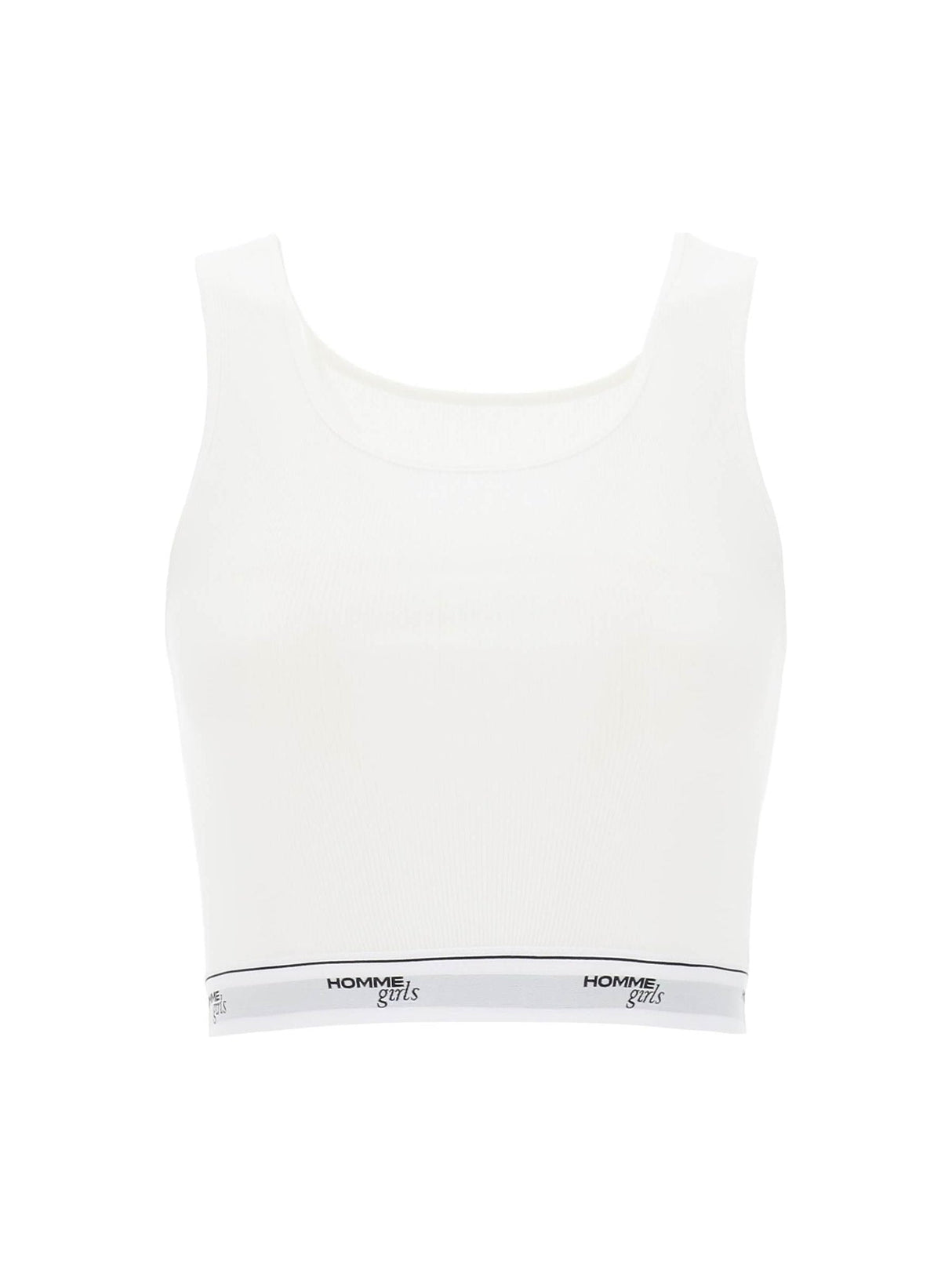 Cotton Crop Top With Logo Band