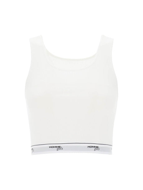 Cotton Crop Top With Logo Band