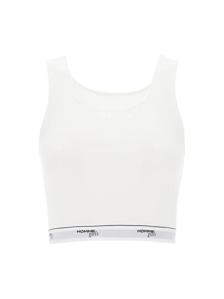 Cotton Crop Top With Logo Band