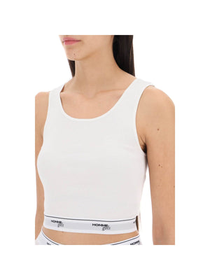 Cotton Crop Top With Logo Band