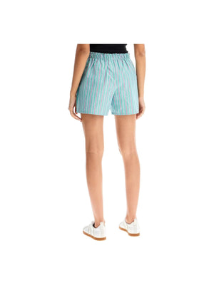 Oxford Striped Cotton Shorts-Homme Girls-JOHN JULIA