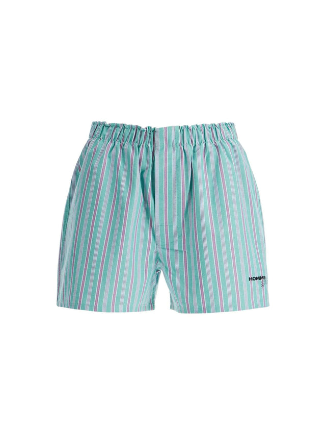 Oxford Striped Cotton Shorts-Homme Girls-JOHN JULIA