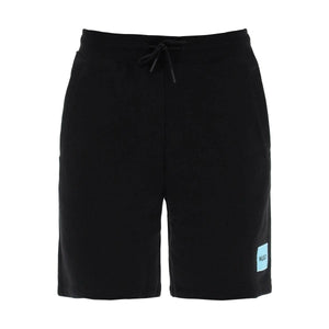 Black Diz Cotton French Terry Logo Shorts HUGO JOHN JULIA.