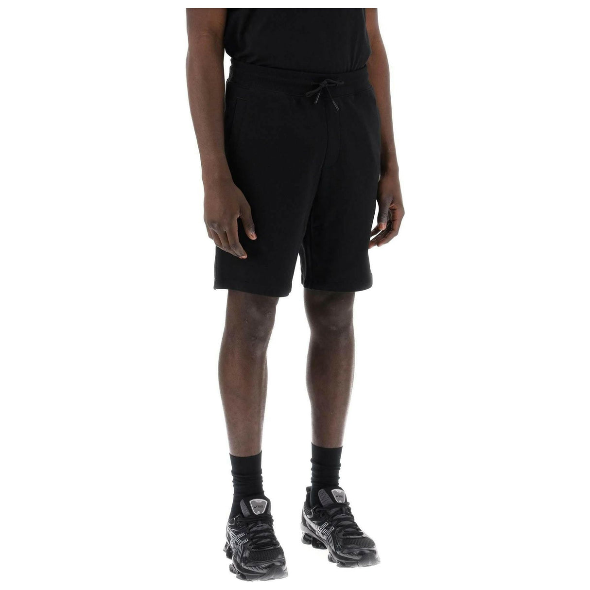 Black Diz Cotton French Terry Logo Shorts HUGO JOHN JULIA.