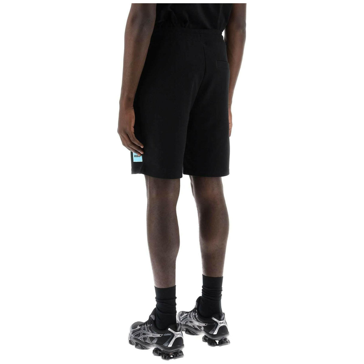 Black Diz Cotton French Terry Logo Shorts HUGO JOHN JULIA.