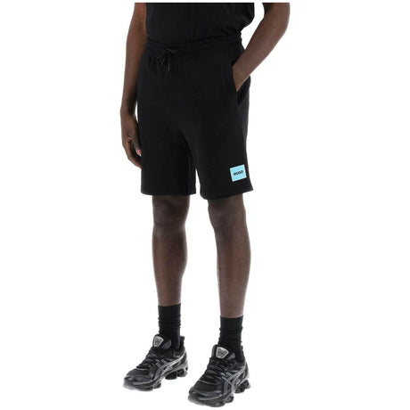 Black Diz Cotton French Terry Logo Shorts HUGO JOHN JULIA.