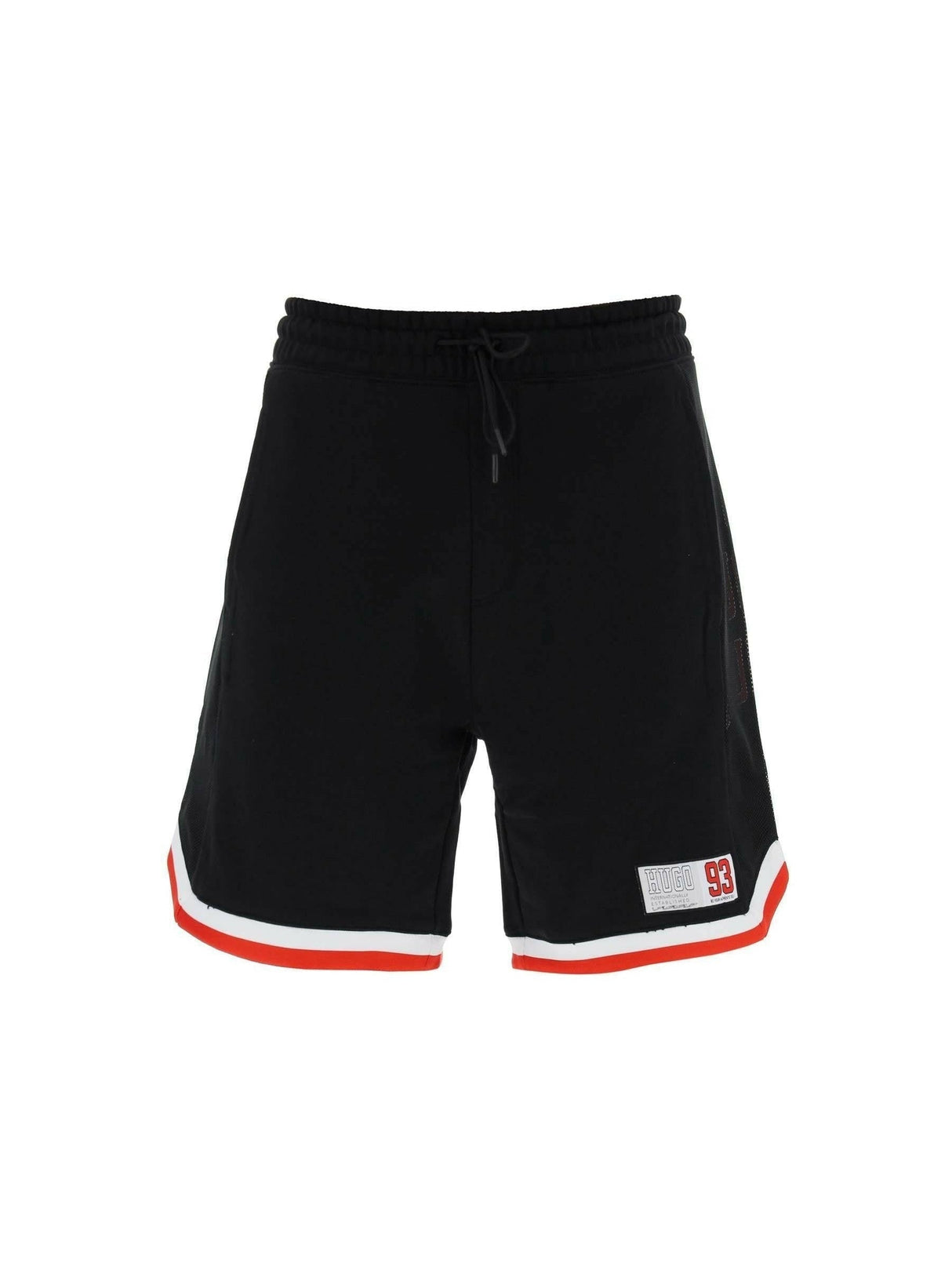 Black Danopy French Terry Cotton Drawstring Shorts HUGO JOHN JULIA.