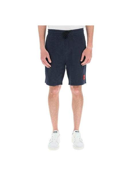 Dark Blue Diz Cotton French Terry Logo Shorts HUGO JOHN JULIA.